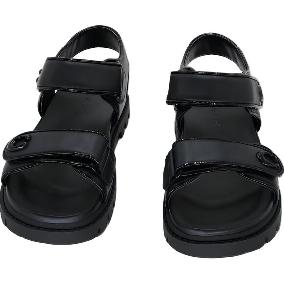 Coach Brynn Double-Band Sport Sandal Black Leather 7M US EU 37.5 - Picture 5 of 6